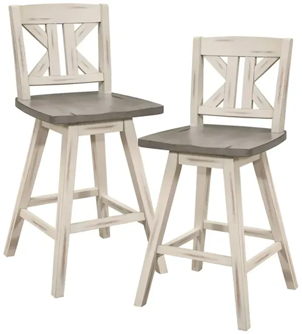Trouvaille Counter Height Swivel Chair With K-Back - Set of 2