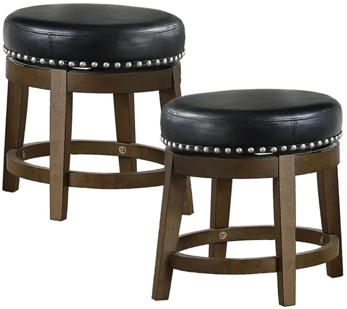 Whitby 18" Round Swivel Stool (Set of 2) in Black by Homelegance