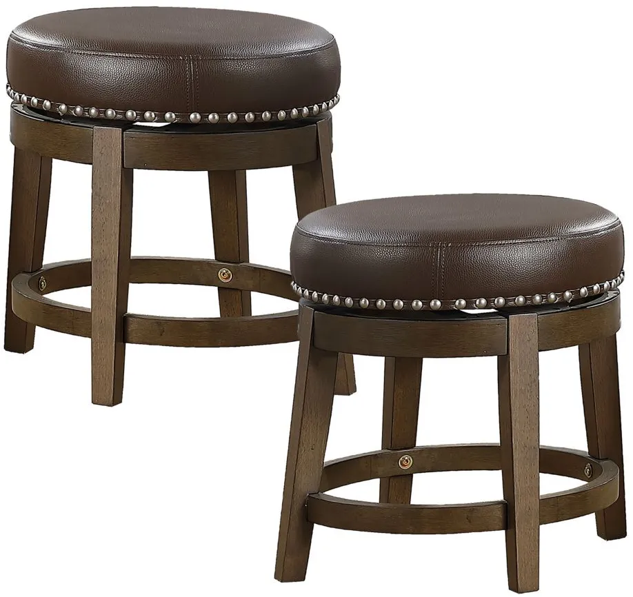 Whitby 18" Round Swivel Stool, Set of 2 in Brown by Homelegance
