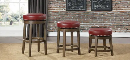 Whitby 18" Round Swivel Stool, Set of 2 in Red by Homelegance