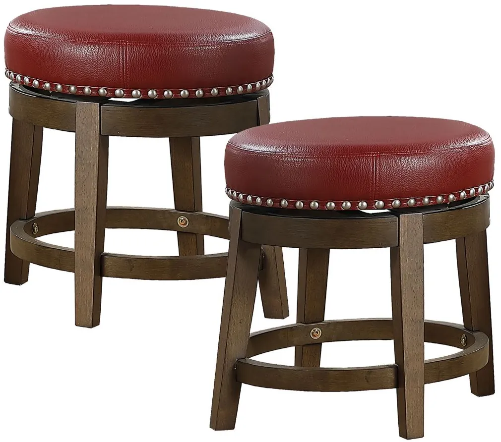 Whitby 18" Round Swivel Stool, Set of 2 in Red by Homelegance