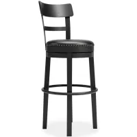 Valebeck Counter Height Upholstered Swivel Barstool in Black by Ashley Furniture