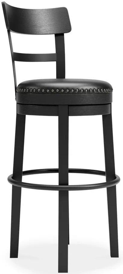 Benny Counter Height Upholstered Swivel Barstool in Black by Ashley Furniture