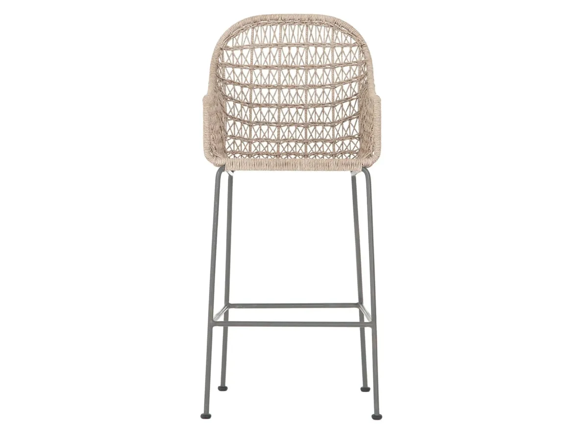 Bandera Outdoor Woven Bar Stool in Vintage White by Four Hands