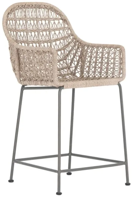 Bandera Outdoor Woven Counter Stool in Vintage White by Four Hands