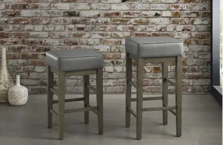 Josie 26" Height Square Stool (Set of 2) in Gray by Homelegance