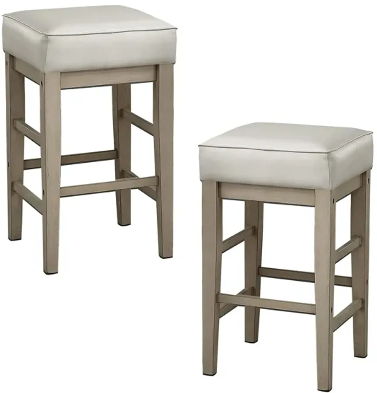 Josie 26" Height Square Stool (Set of 2) in White by Homelegance