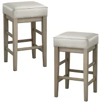 Josie 26" Height Square Stool, Set of 2 in White by Homelegance