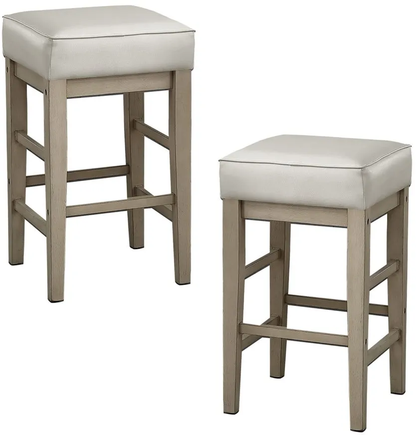 Josie 26" Height Square Stool (Set of 2) in White by Homelegance
