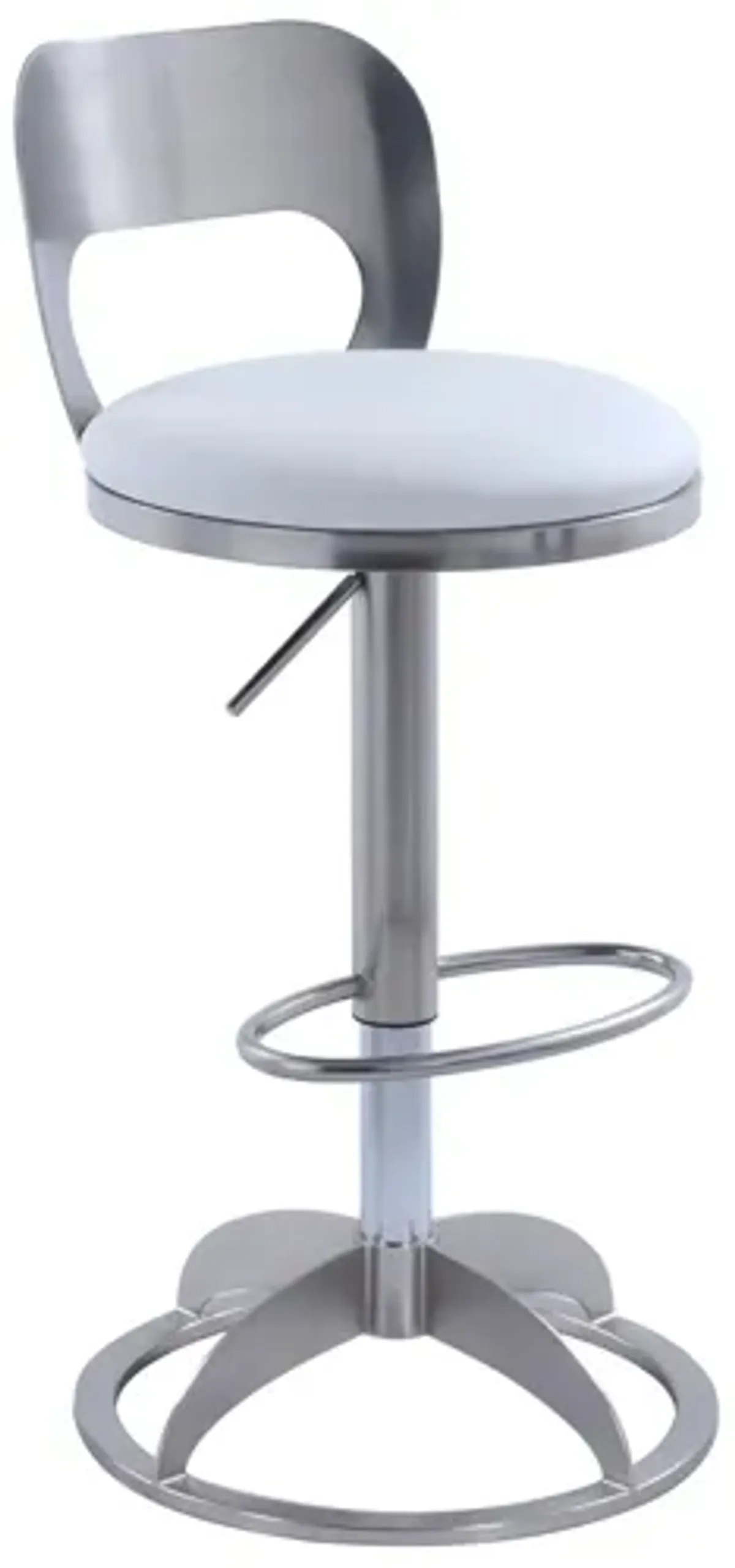 Shaler Adjustable Height Stool in White and Silver by Chintaly Imports