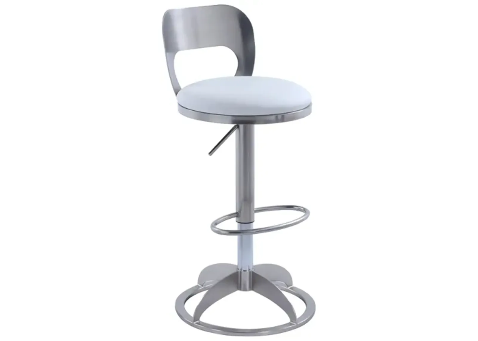 Shaler Adjustable Height Stool in White and Silver by Chintaly Imports