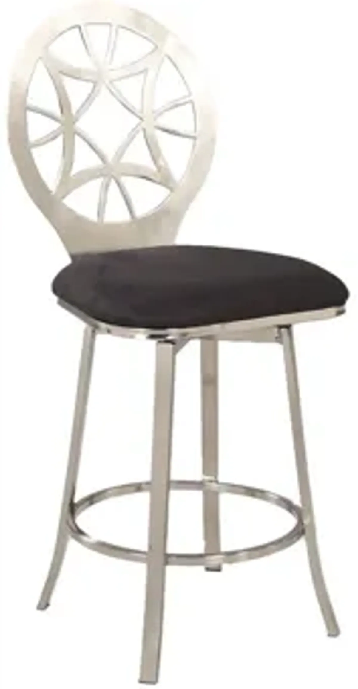 Landsdale Round Back Counter Stool in Black and Silver by Chintaly Imports