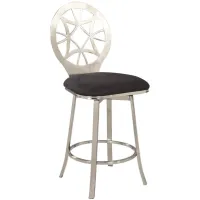 Landsdale Round Back Counter Stool in Black and Silver by Chintaly Imports