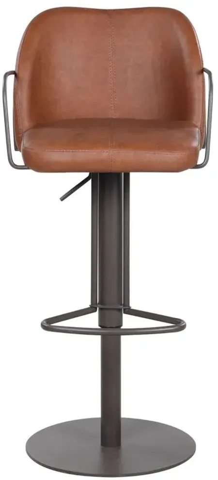 Gael Pneumatic-Adjustable Stool in Brown by Chintaly Imports