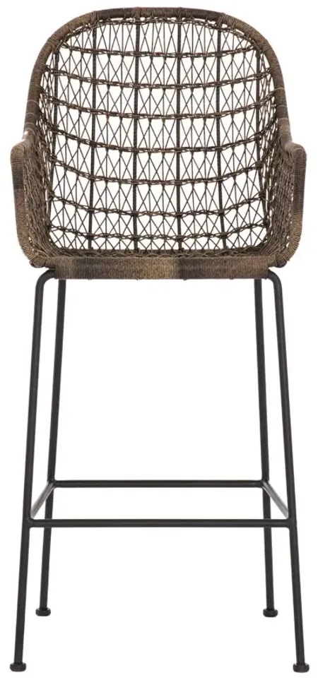 Bandera Outdoor Woven Bar Stool in Distressed Gray by Four Hands