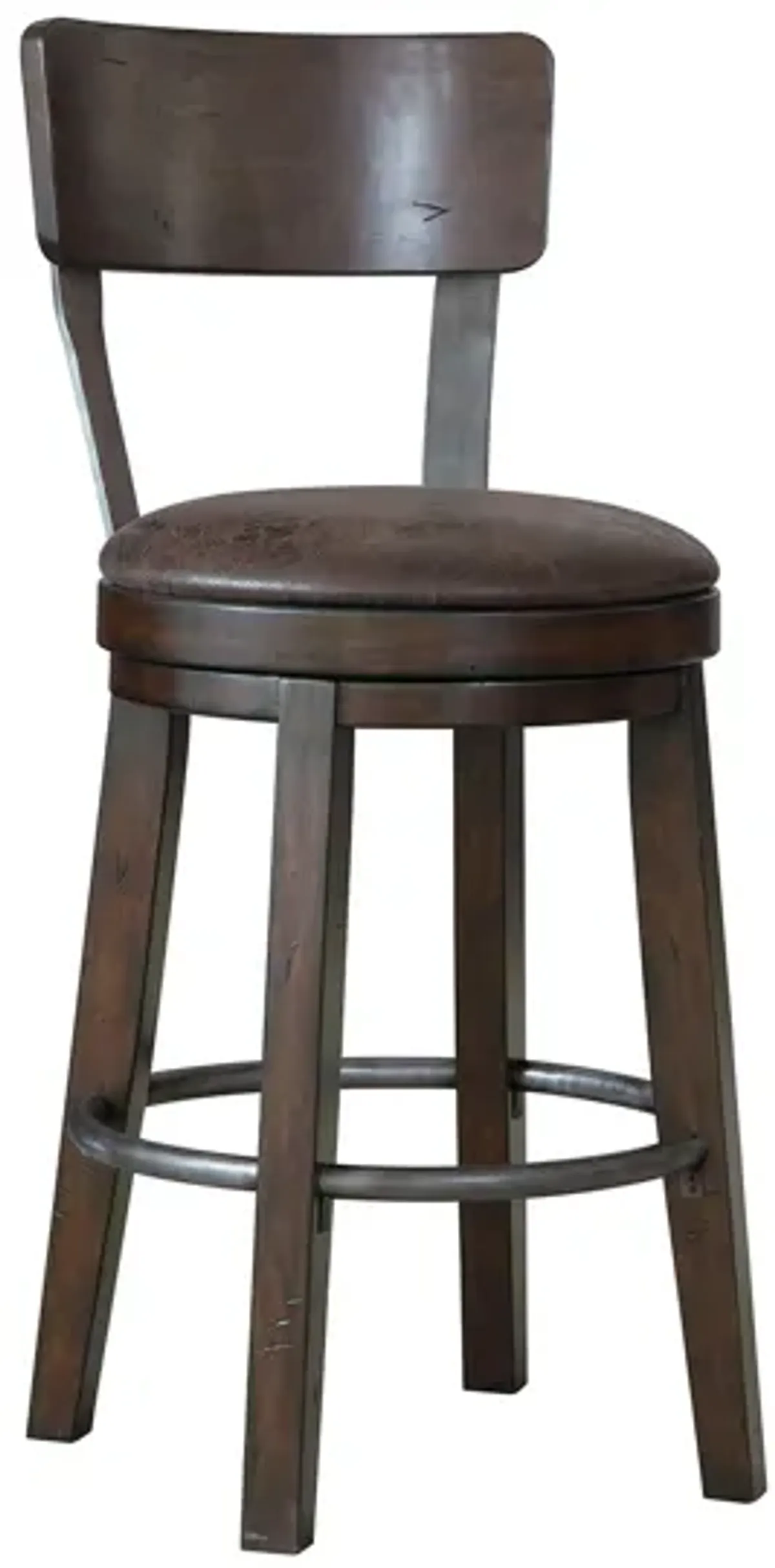 Bev Trolley Bar Stool in Rustic Hardwood by Howard Miller Clock