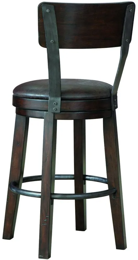 Bev Trolley Bar Stool in Rustic Hardwood by Howard Miller Clock