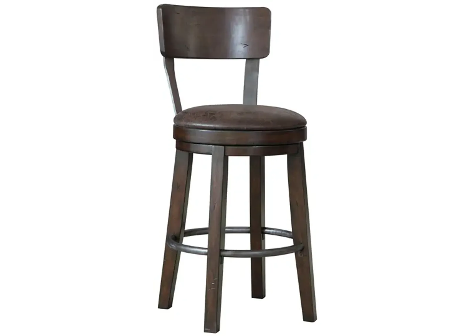 Bev Trolley Bar Stool in Rustic Hardwood by Howard Miller Clock