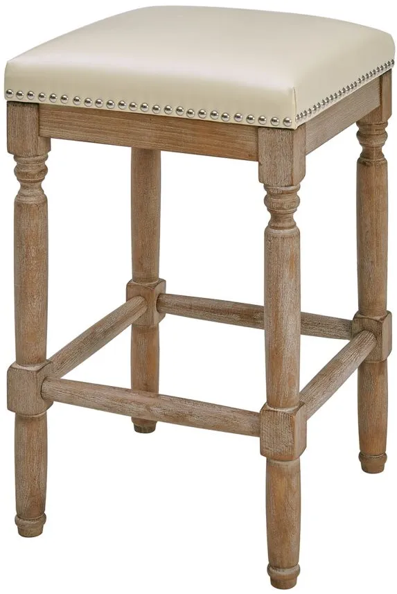 Ernie Bonded Counter Stool: Set of 2 in Beige by New Pacific Direct