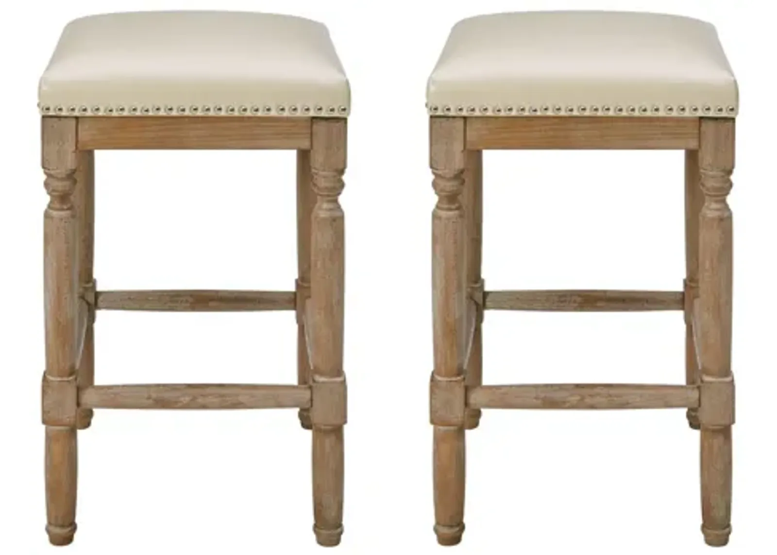 Ernie Bonded Counter Stool: Set of 2 in Beige by New Pacific Direct