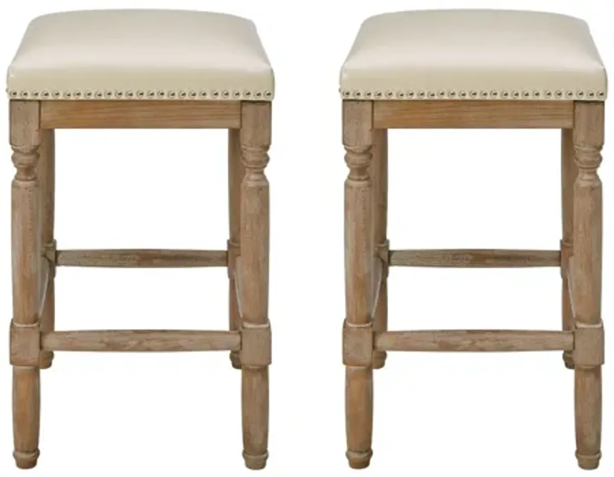 Ernie Bonded Counter Stool: Set of 2 in Beige by New Pacific Direct