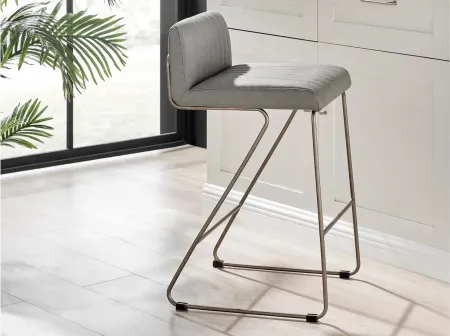 Raoul PU Counter Stool in Antique Graphite Gray by New Pacific Direct
