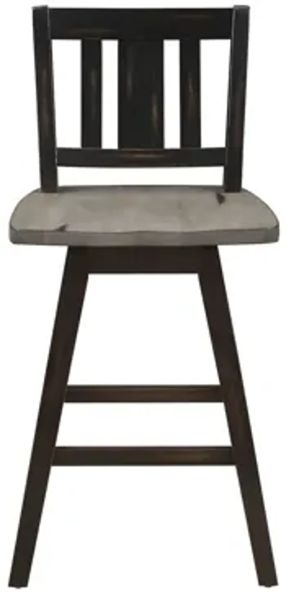 Trouvaille Counter Height Swivel Chair With Slat Back - Set of 2 in Distressed Gray and Black by Homelegance