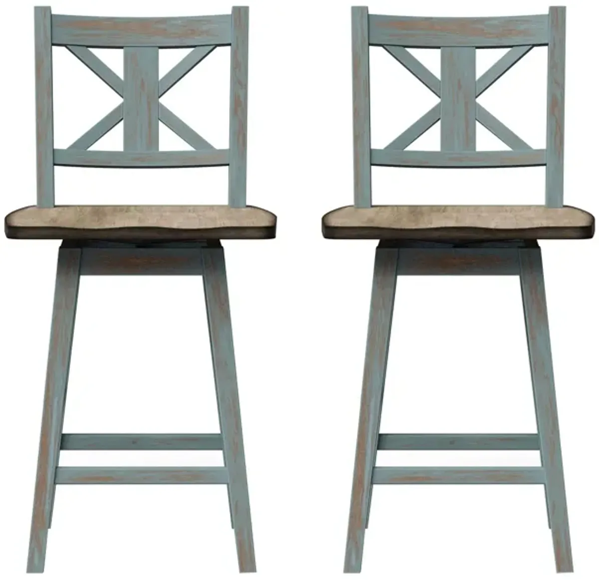 Summerville II Swivel Counter Stools (Set of 2) in Light Blue by Bernards Furniture Group