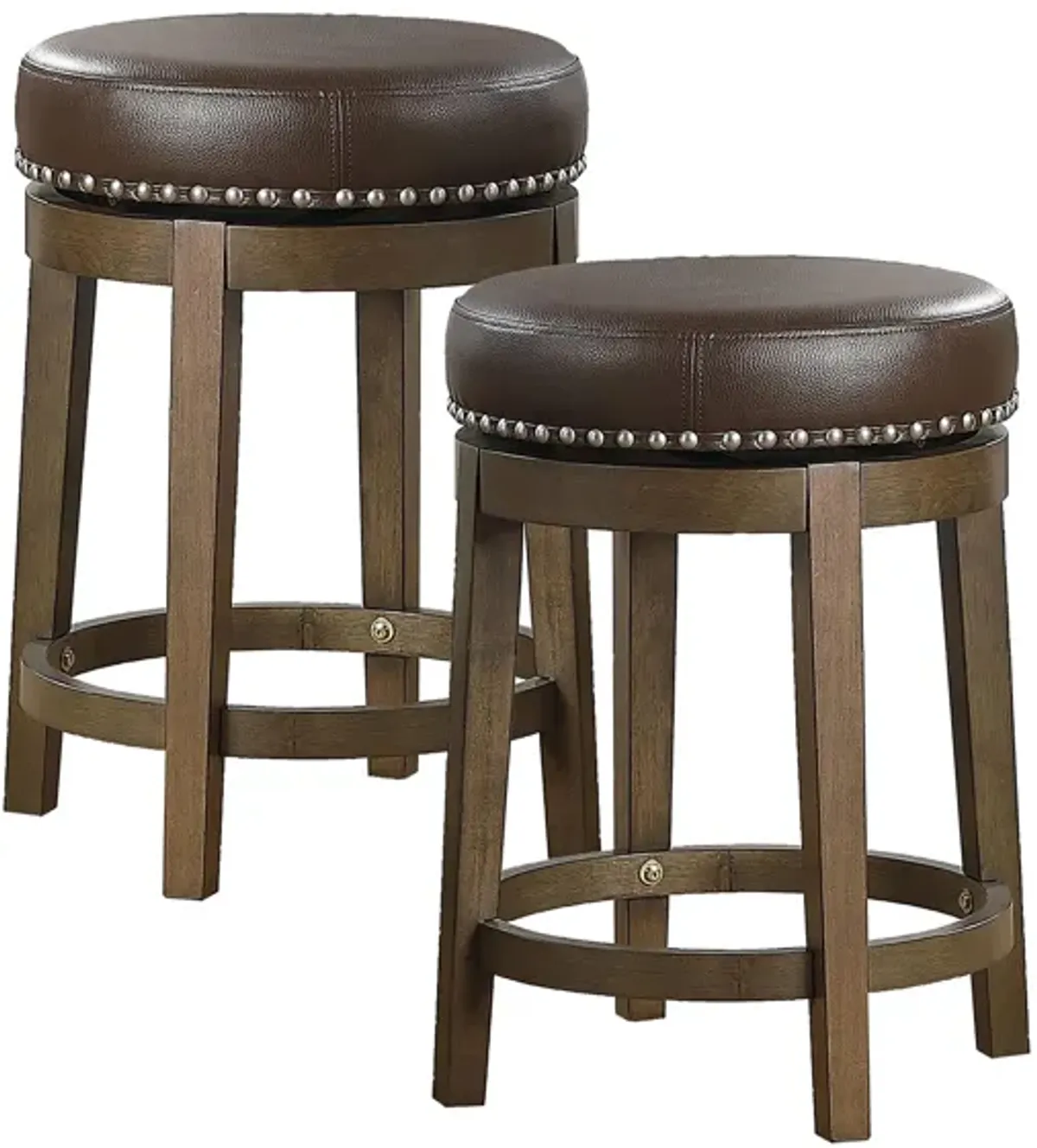 Whitby 24" Round Swivel Stool (Set of 2) in Brown by Homelegance