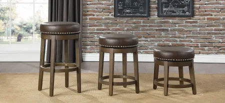 Whitby 24" Round Swivel Stool (Set of 2) in Brown by Homelegance