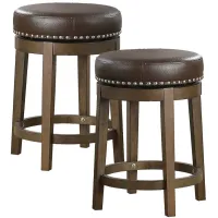 Whitby 24" Round Swivel Stool, Set of 2 in Brown by Homelegance