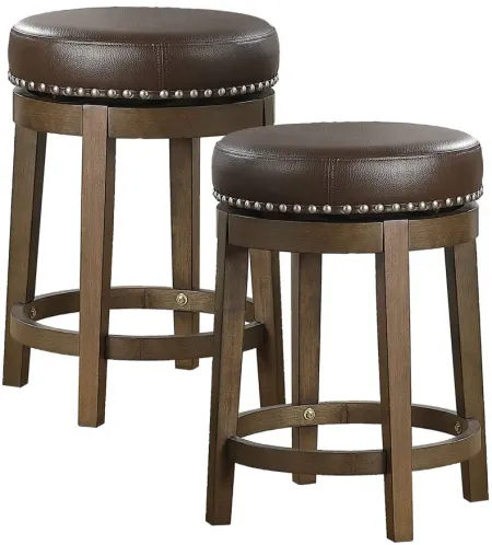Whitby 24" Round Swivel Stool (Set of 2) in Brown by Homelegance