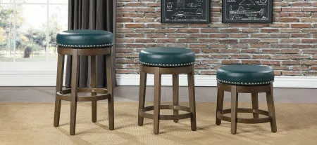 Whitby 24" Round Swivel Stool (Set of 2) in Green by Homelegance