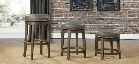 Whitby 24" Round Swivel Stool (Set of 2) in Gray by Homelegance