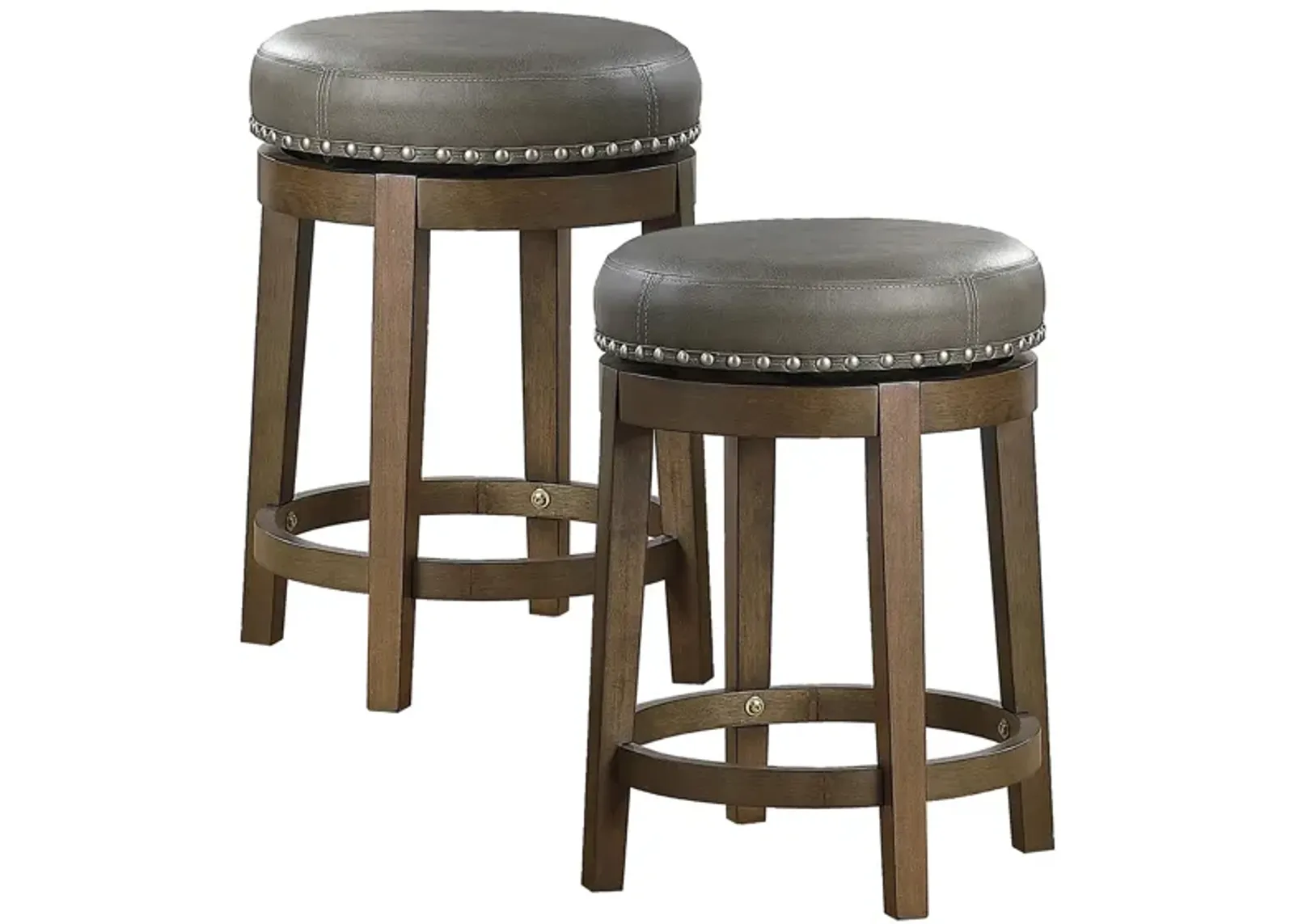 Whitby 24" Round Swivel Stool (Set of 2) in Gray by Homelegance