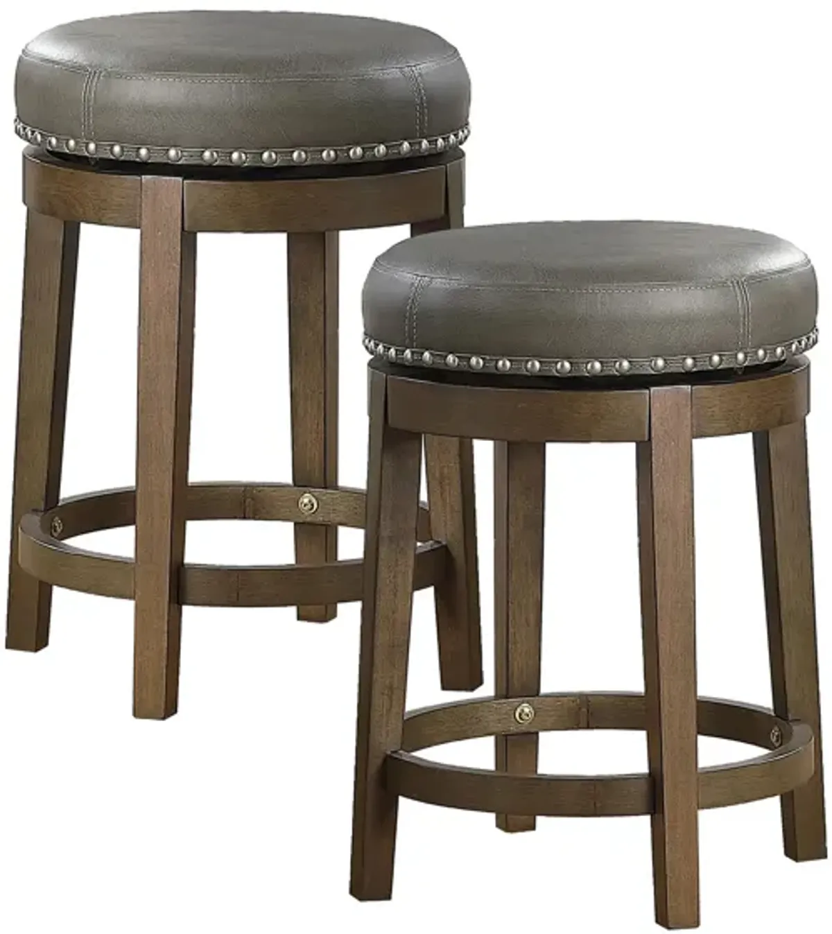 Whitby 24" Round Swivel Stool (Set of 2) in Gray by Homelegance