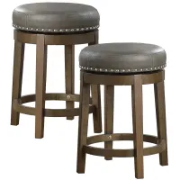 Whitby 24" Round Swivel Stool, Set of 2 in Gray by Homelegance