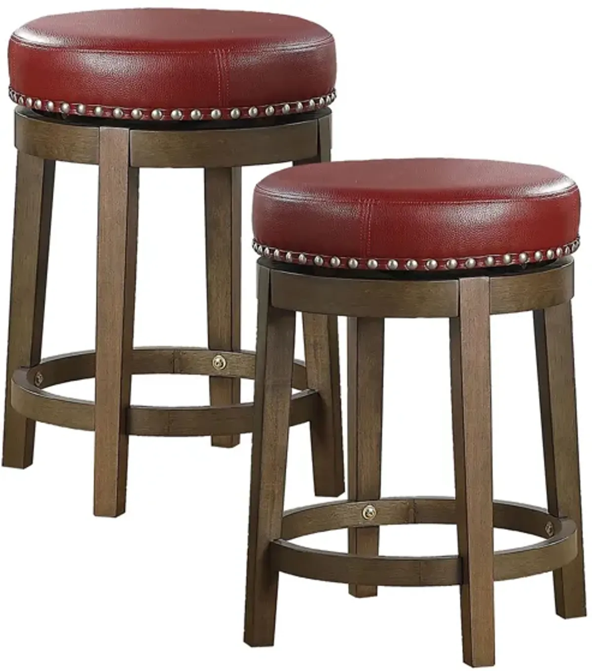 Whitby 24" Round Swivel Stool (Set of 2) in Red by Homelegance