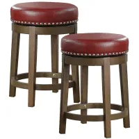 Whitby 24" Round Swivel Stool, Set of 2 in Red by Homelegance