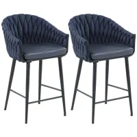 Dina Counter-Height Stool - Set of 2 in Blue by Chintaly Imports