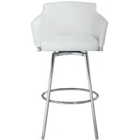 Dusty Bar-Height Bar Stool in White by Chintaly Imports
