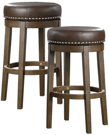Whitby 29" Round Swivel Stool (Set of 2) in Brown by Homelegance