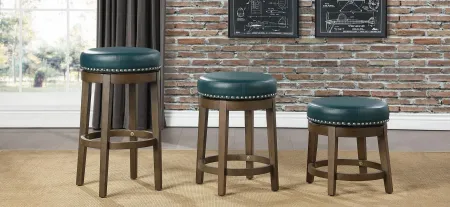 Whitby 29" Round Swivel Stool (Set of 2) in Green by Homelegance
