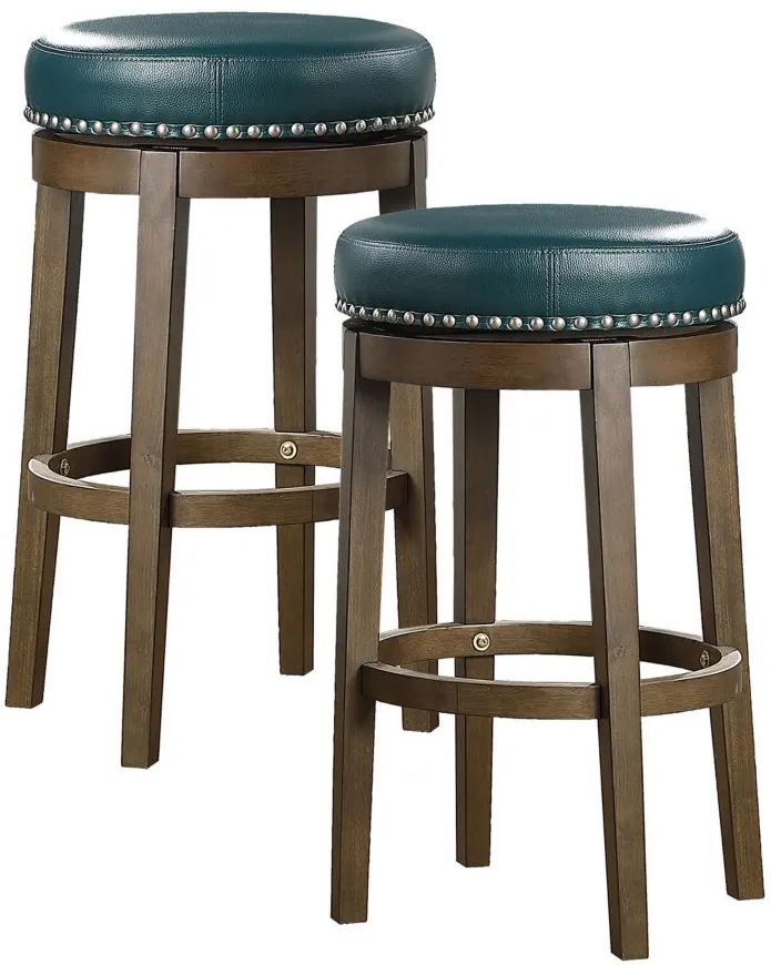 Whitby 29" Round Swivel Stool (Set of 2) in Green by Homelegance