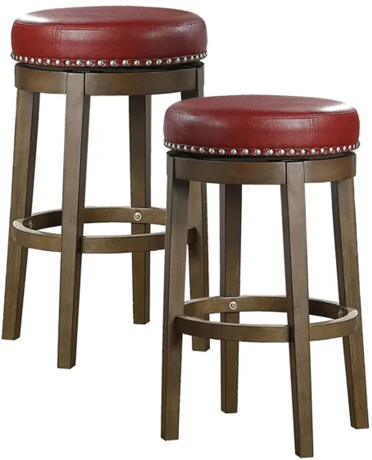 Whitby 29" Round Swivel Stool (Set of 2) in Red by Homelegance