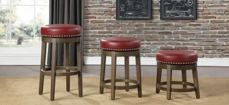 Whitby 29" Round Swivel Stool (Set of 2) in Red by Homelegance