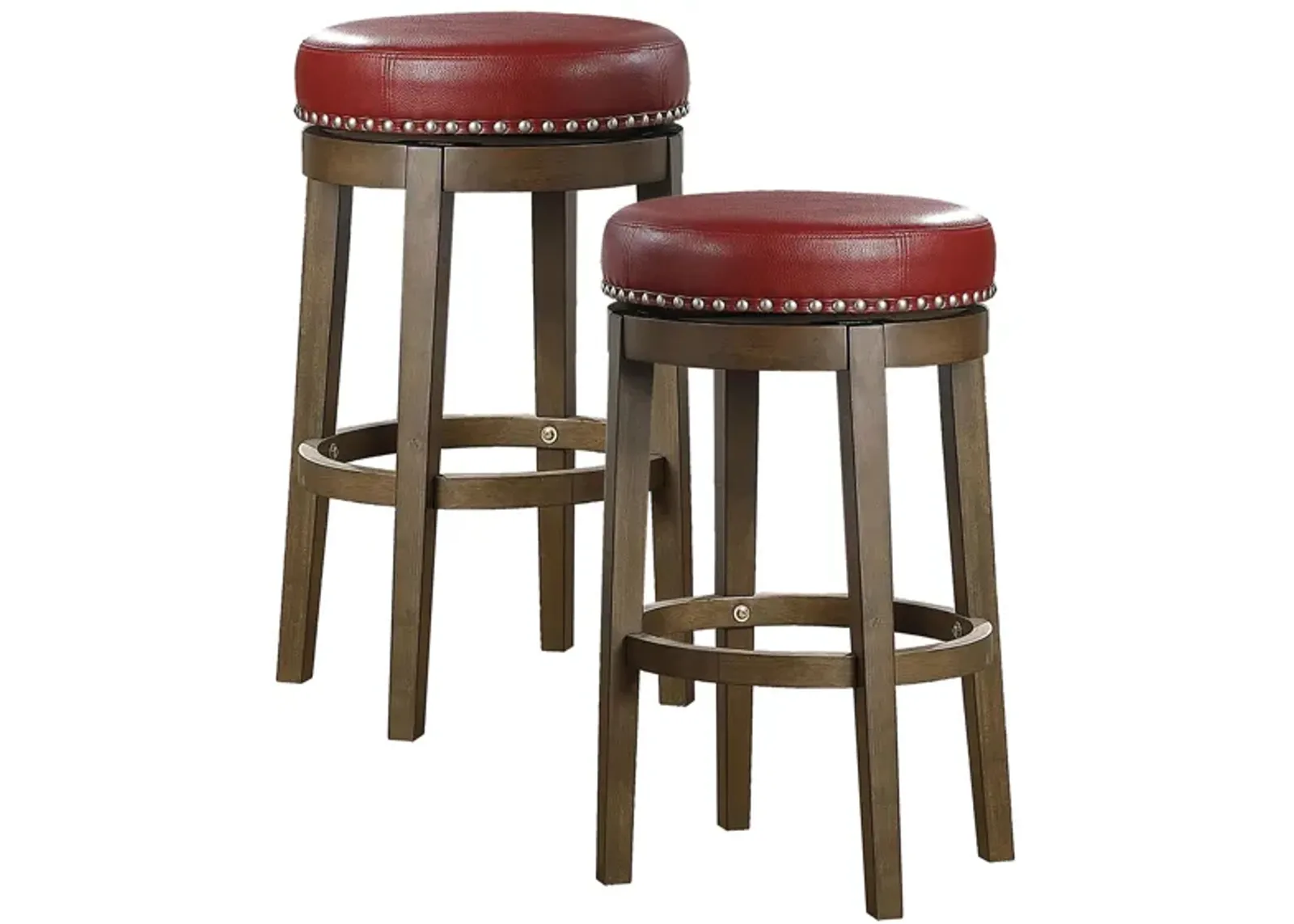 Whitby 29" Round Swivel Stool (Set of 2) in Red by Homelegance