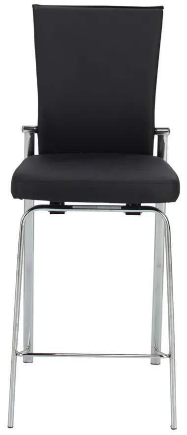 Paloma Motion Back Bar Stool in Black and Chrome by Chintaly Imports