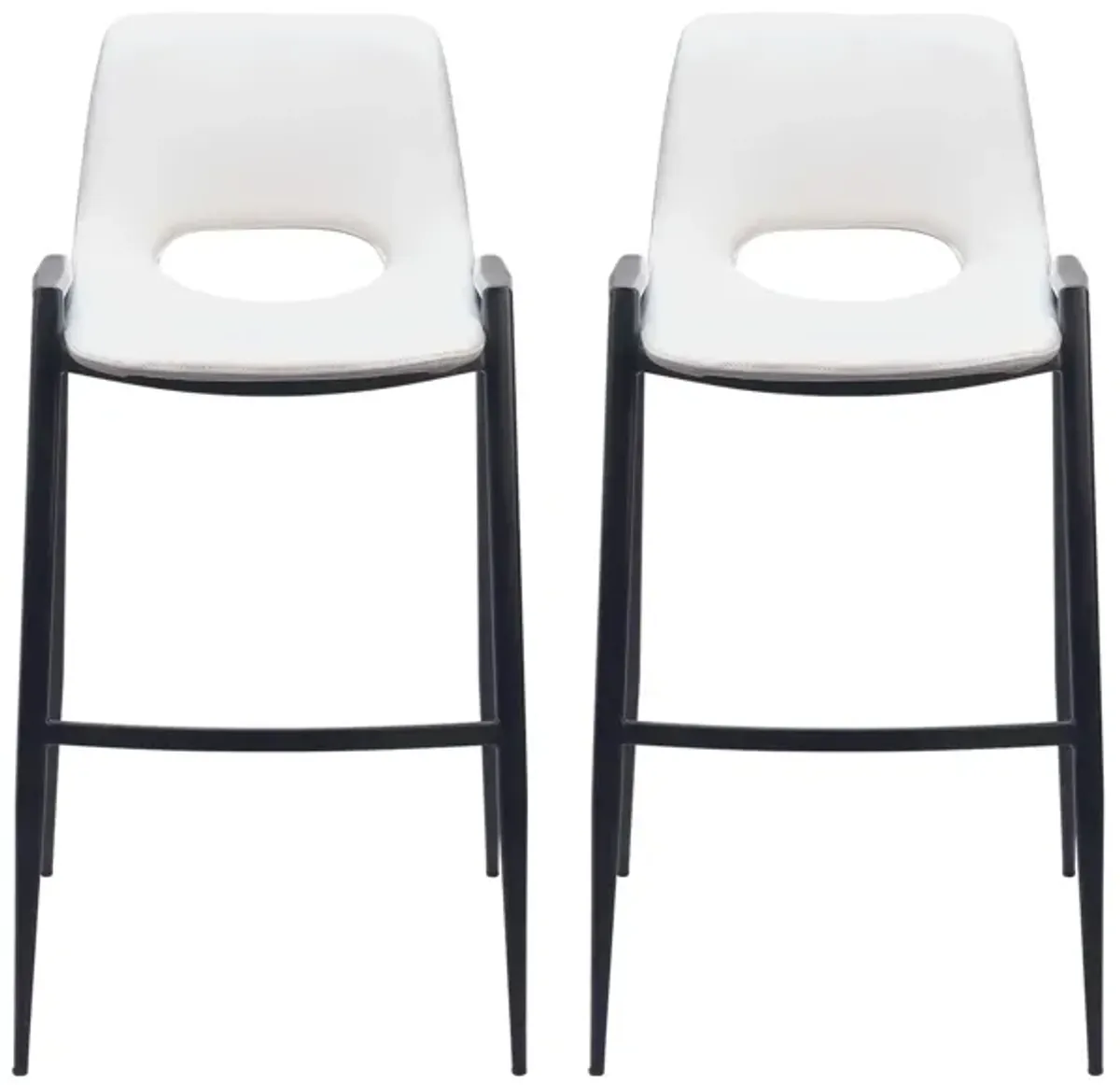 Desi Barstool Chair (Set of 2) in White, Black by Zuo Modern