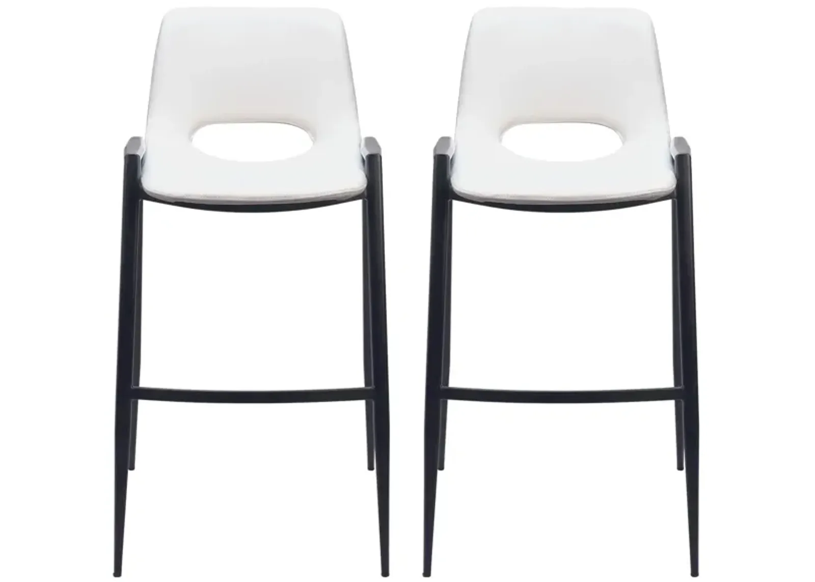 Desi Barstool Chair (Set of 2) in White, Black by Zuo Modern